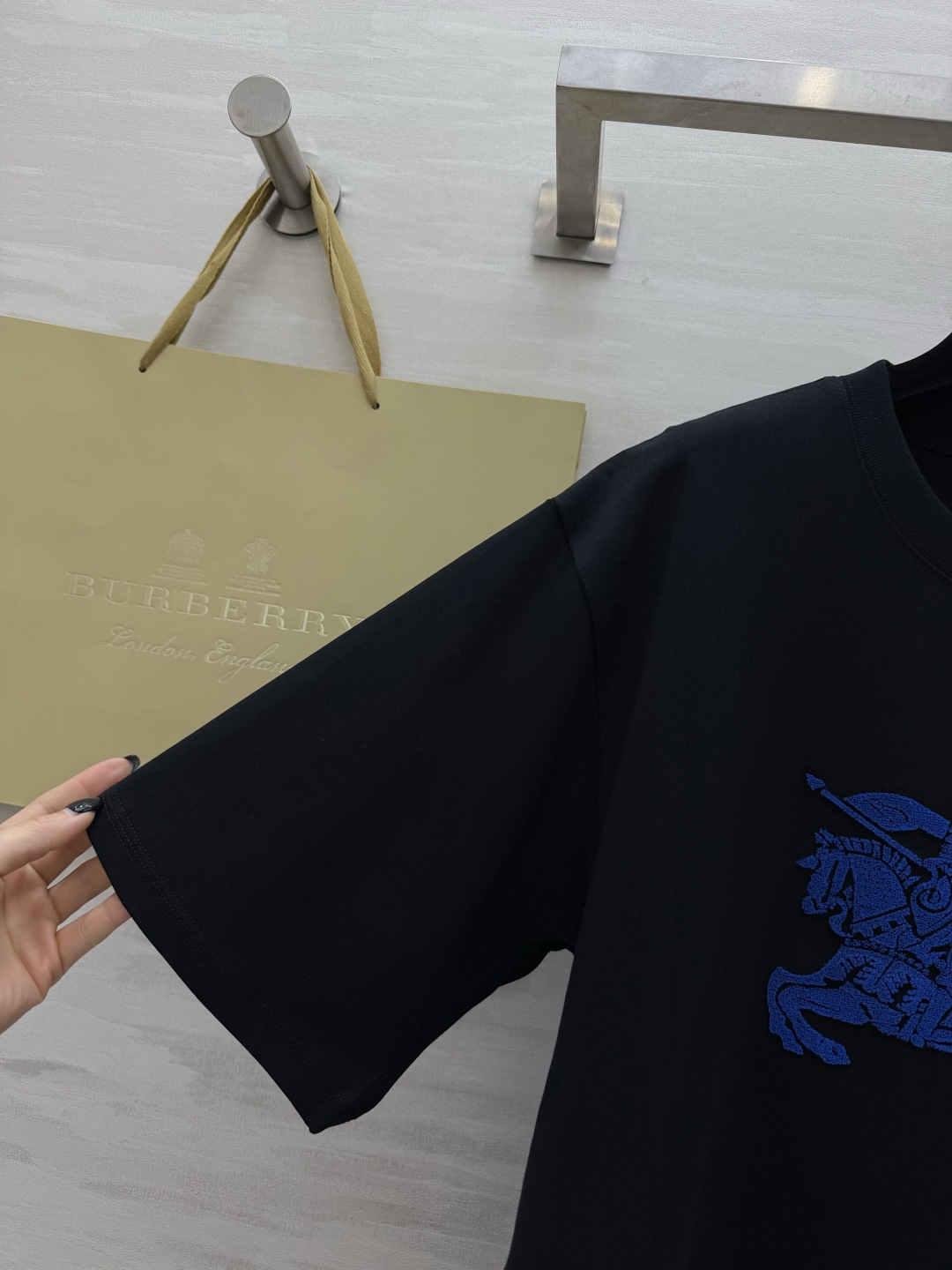 ✨Burberr♡²⁶重工骑士战马刺绣短袖｜男士夏日王牌基础T 经典大骑士蓝标植绒刺绣 质感拉满 重磅高