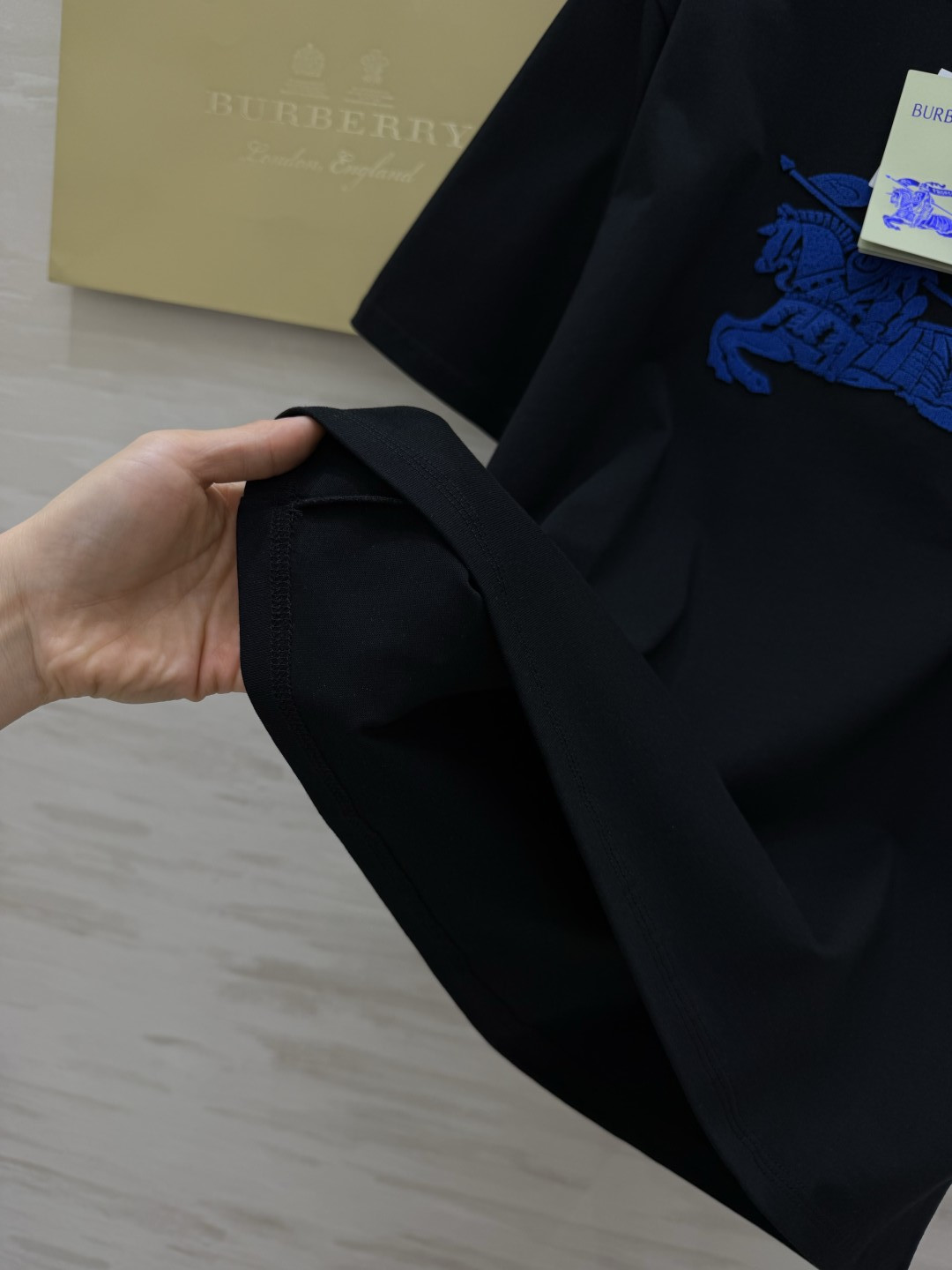 ✨Burberr♡²⁶重工骑士战马刺绣短袖｜男士夏日王牌基础T 经典大骑士蓝标植绒刺绣 质感拉满 重磅高
