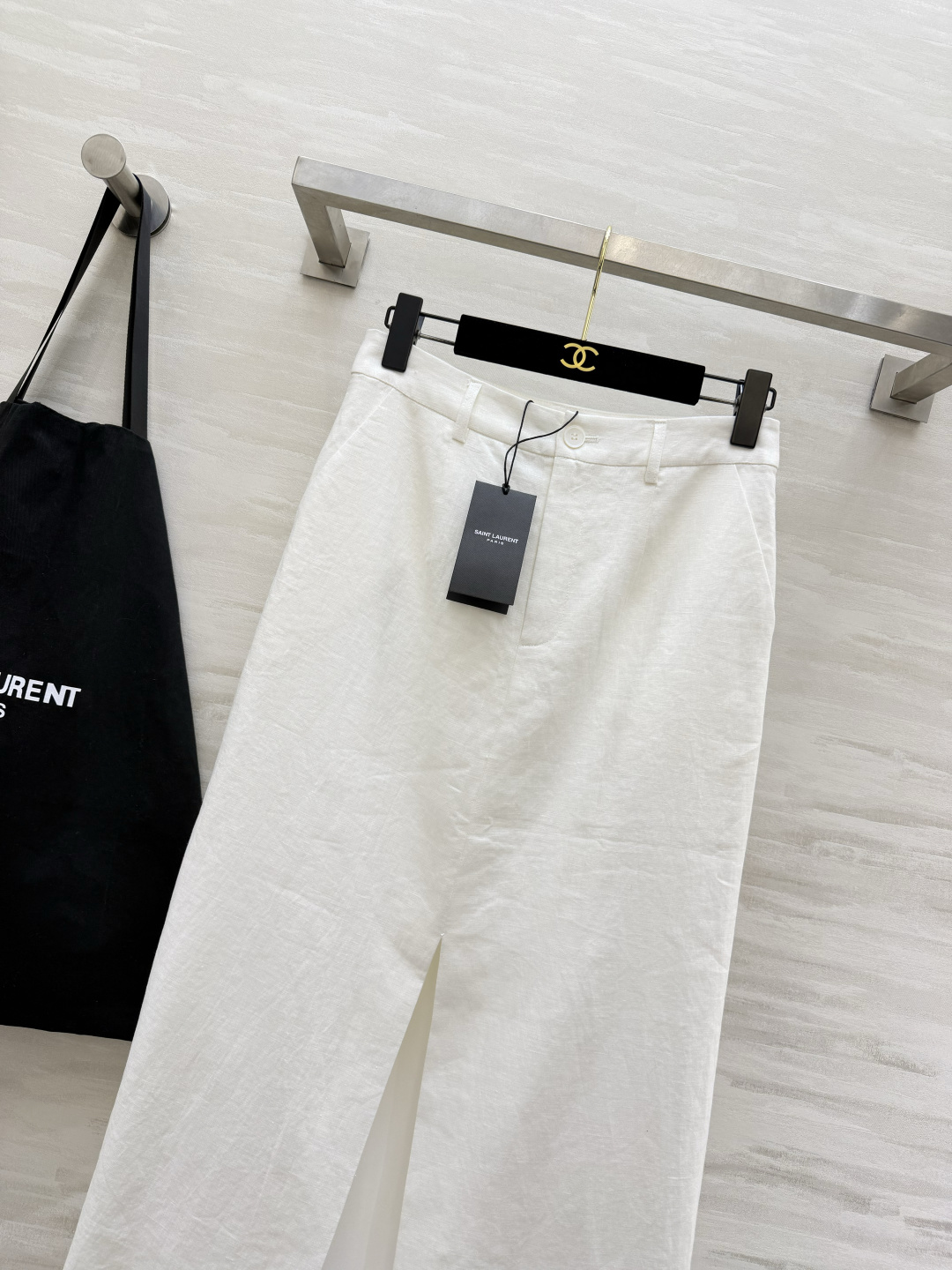 ysl♡²⁶亚麻开叉半身裙｜两色入魂✨天然亚麻面料自带肌理感 透气干爽不闷身 高腰西装腰头 经典侧口袋 