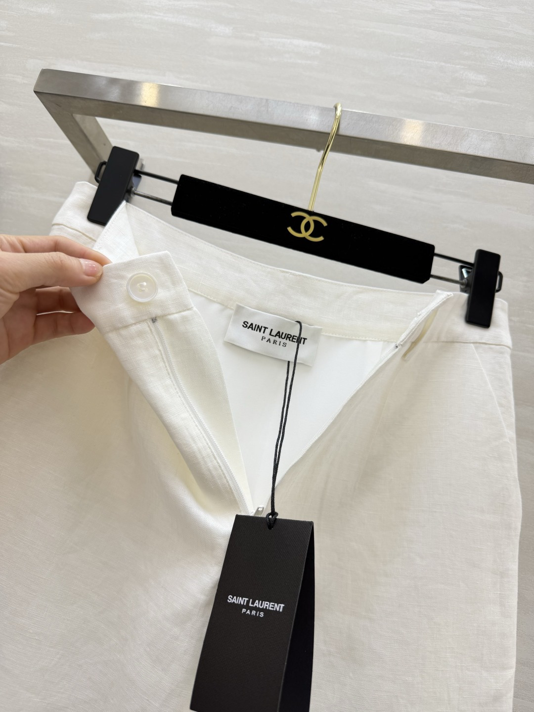 ysl♡²⁶亚麻开叉半身裙｜两色入魂✨天然亚麻面料自带肌理感 透气干爽不闷身 高腰西装腰头 经典侧口袋 