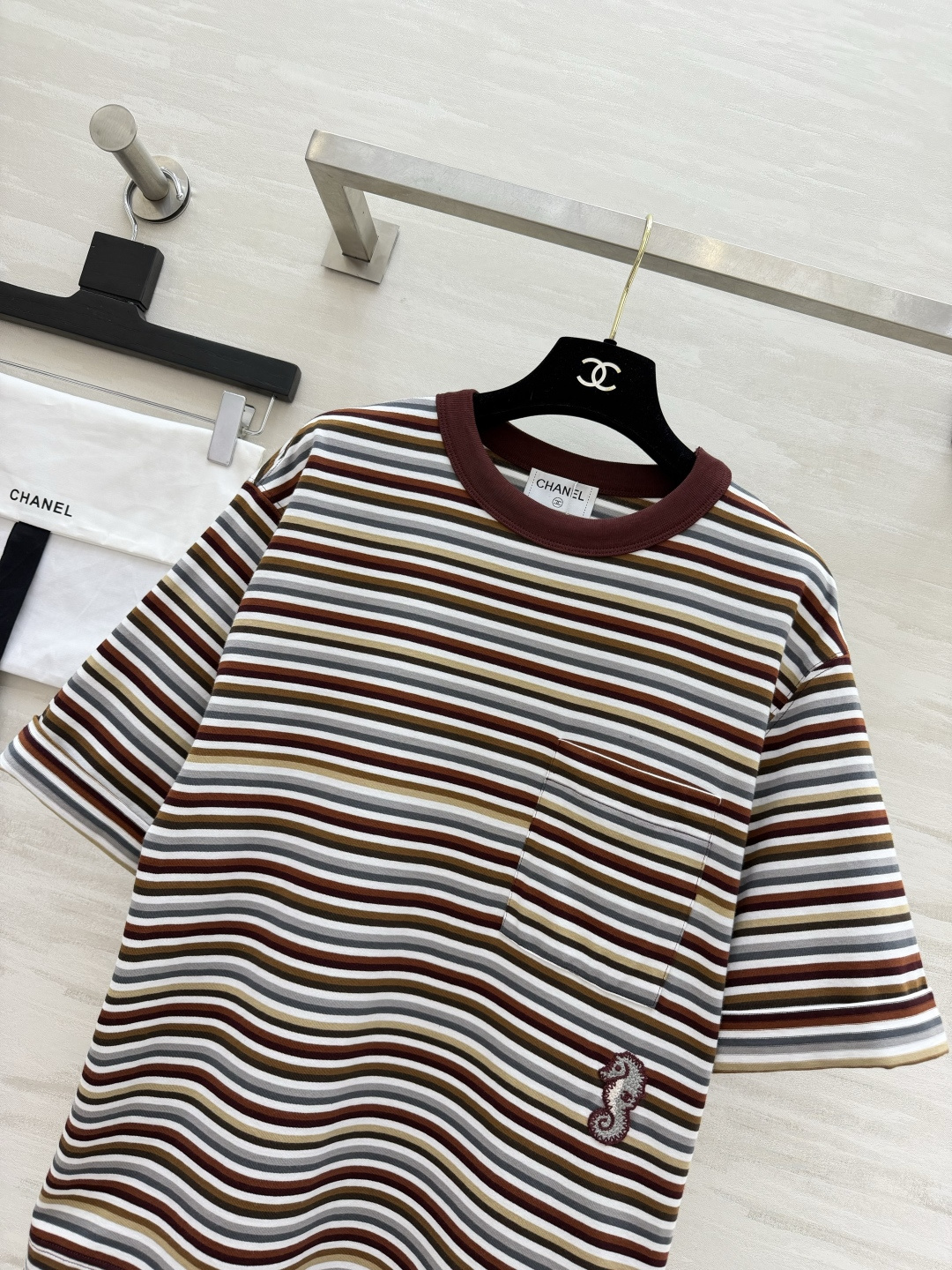 Chane♡²⁶M cocobeach｜条纹T恤 俏皮海马图案 高品质定制 现货首发size：36/38