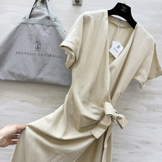 Brunello Cucinell♡²⁶米杏亚麻裹身连衣裙|法式松弛氛围感天花板 柔和奶杏底色 低饱和大 Brunello Cucinell♡²⁶米杏亚麻裹身连衣裙|法式松弛氛围感天花板 柔和奶杏底色 低饱和大