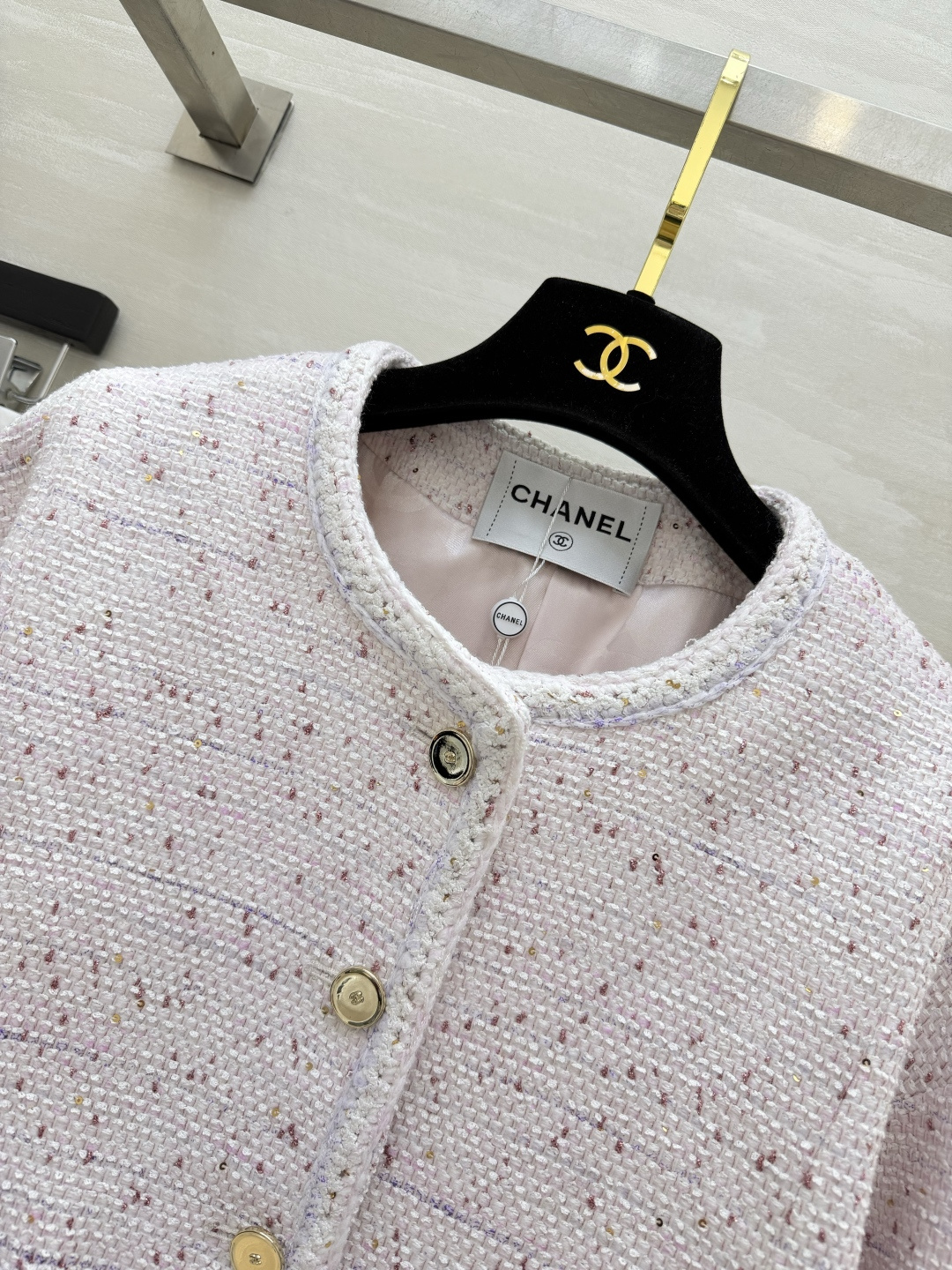 Chane♡²⁶本命编织花呢外套｜粉蓝双色温柔暴击粗花呢肌理自带细碎闪丝 圆领无袖版型不挑肩线双口袋实用
