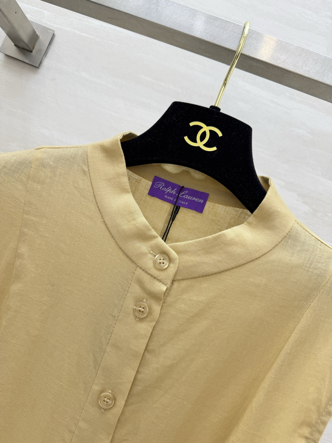 Ralph Lauren高端线｜紫标系列💜立领亚麻无袖长裙 奶黄｜墨绿两色 细腰带收腰 百褶大摆 亚麻质