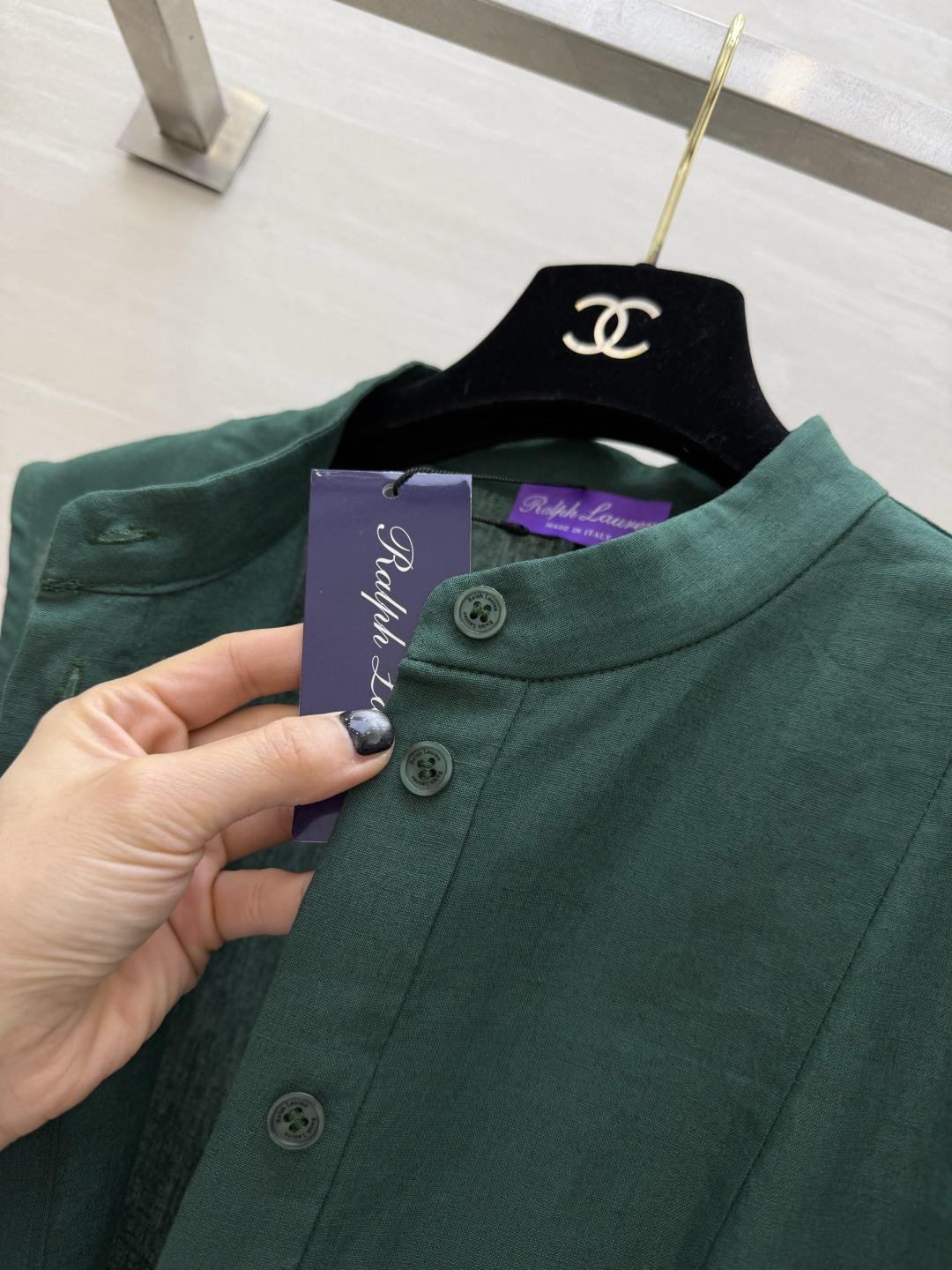 Ralph Lauren高端线｜紫标系列💜立领亚麻无袖长裙 奶黄｜墨绿两色 细腰带收腰 百褶大摆 亚麻质