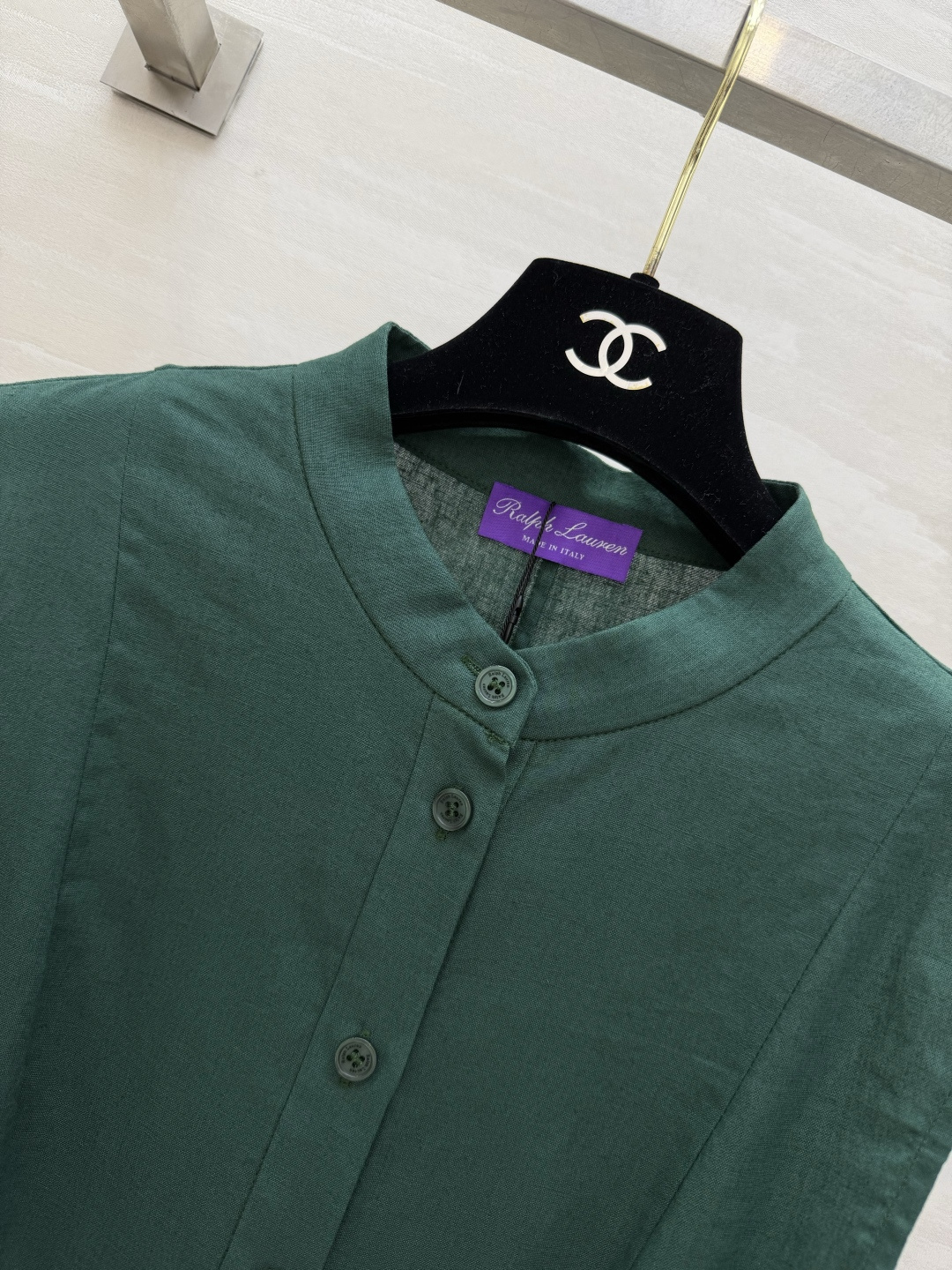 Ralph Lauren高端线｜紫标系列💜立领亚麻无袖长裙 奶黄｜墨绿两色 细腰带收腰 百褶大摆 亚麻质