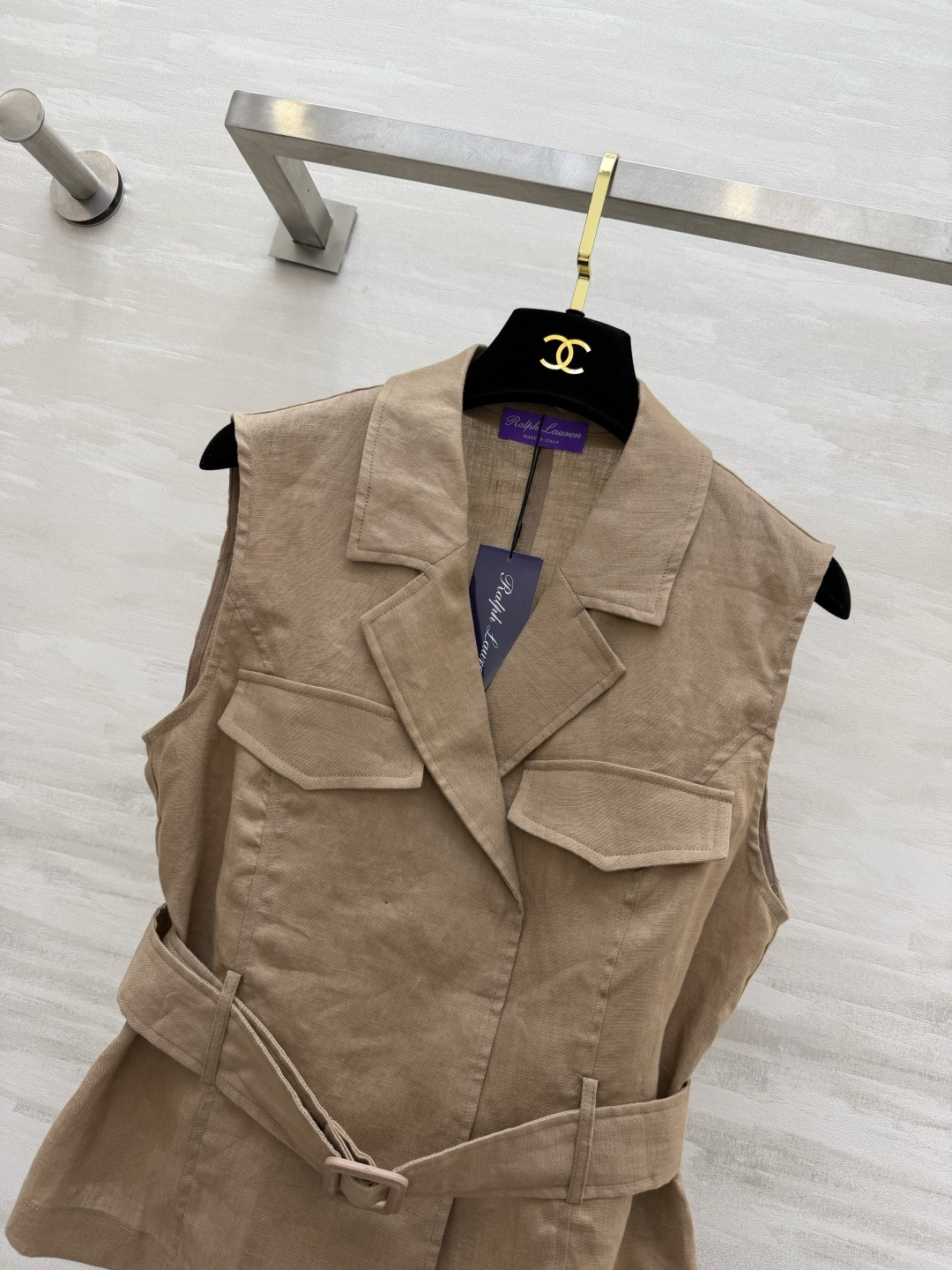 Ralph Laure♡²⁶紫标系列 亚麻原生质感 法式松弛通勤马甲 利落西装翻领 工装口袋增添层次 可