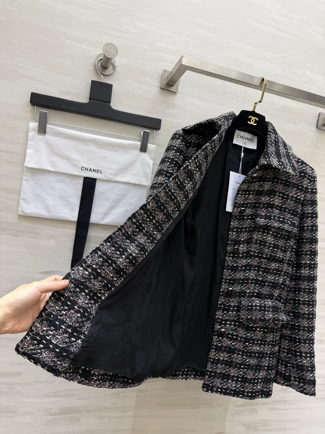 Chane♡²⁶P翻领斜纹软呢粗花呢外套 100%桑蚕丝内衬 高品质定制 现货首发size：36/38/40（）