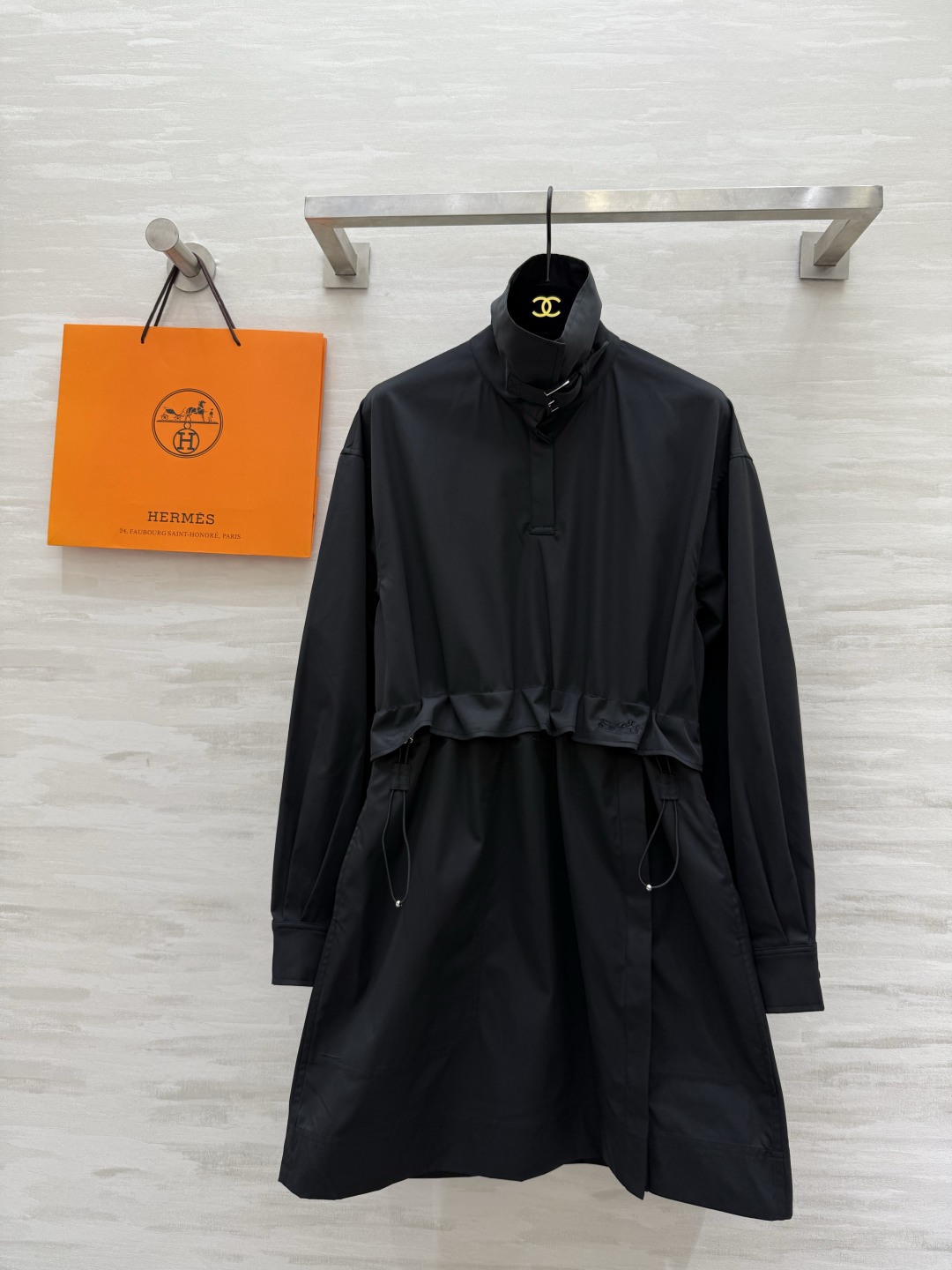 #Herme♡秋冬新款 丝绸棉衬衣裙 高品质定制 现货首发size：S/M/L（s码肩宽：50，胸围：104，衣长：87