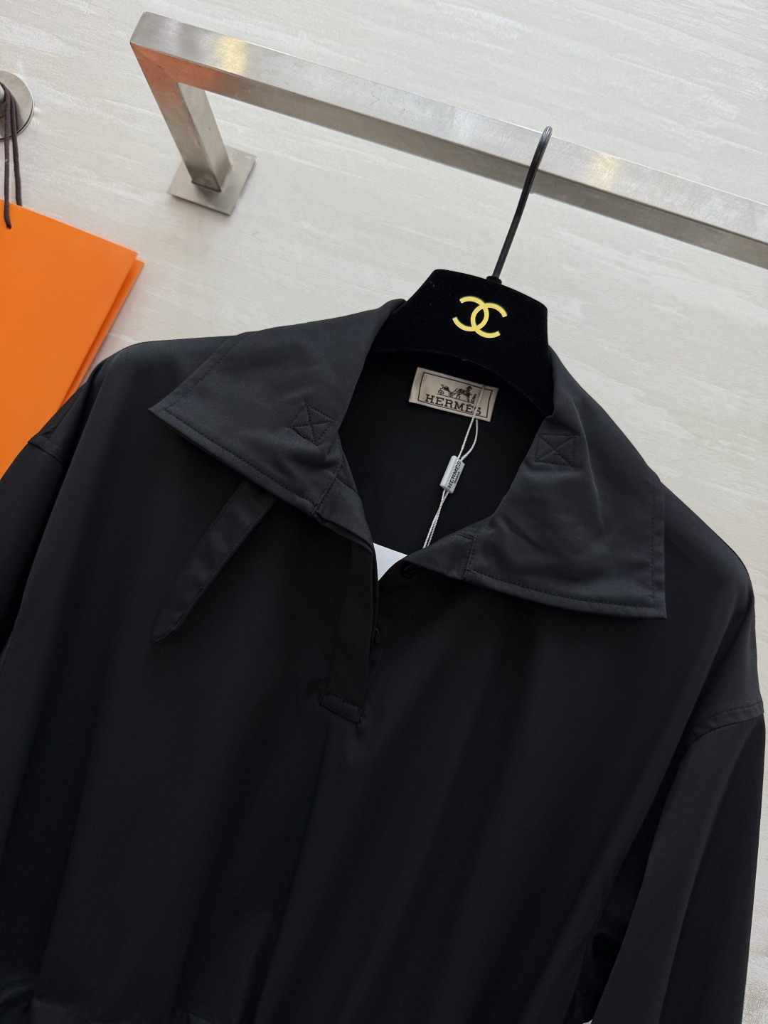 #Herme♡秋冬新款 丝绸棉衬衣裙 高品质定制 现货首发size：S/M/L（s码肩宽：50，胸围：104，衣长：87