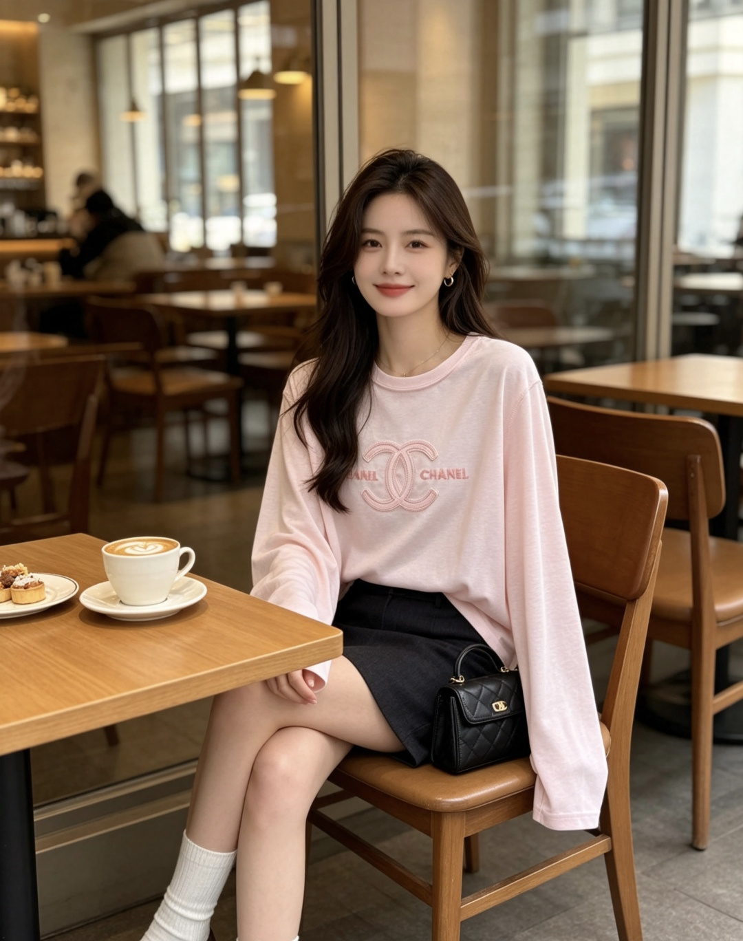 Chane♡²⁶刺绣长袖上衣 两色现货 同色双C刺绣 低调显贵 宽松落肩版型 显瘦不挑身材 轻薄透气面料 纯净白/温柔裸