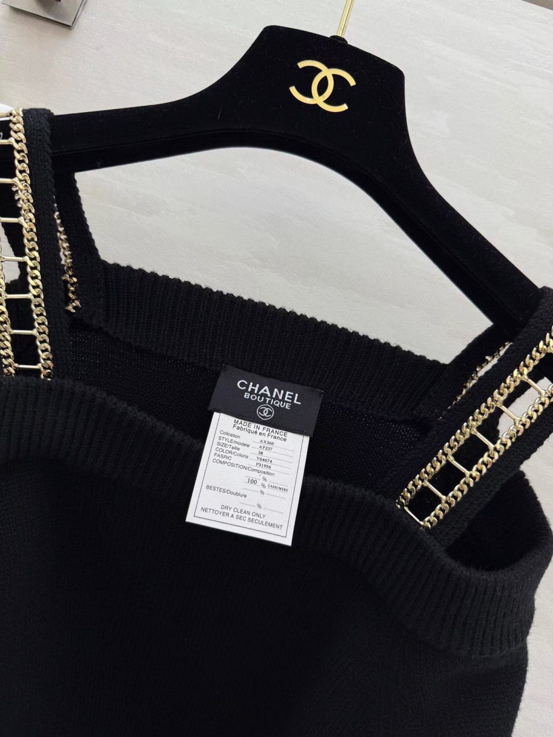 #Chane♡新款 中古系列 羊绒链条吊带毛衫 高品质定制 现货首发size：36/38/40（38码胸围：92，衣长➕