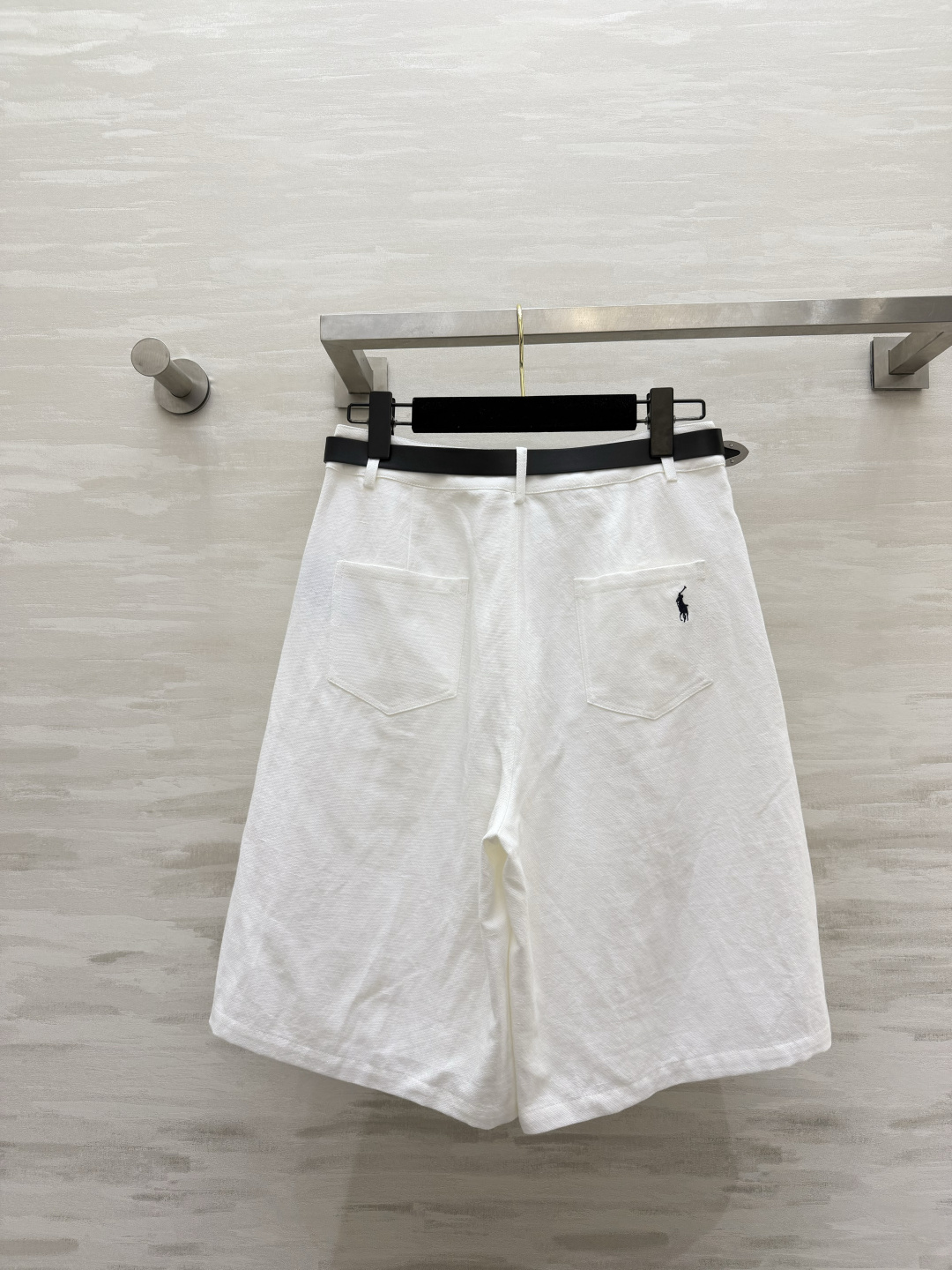 Ralph Lauren²⁶紫标白色棉麻感腰带中裤✨清爽透气 配套黑腰带 拉高腰线更显比例 宽松裤管藏大腿肉 后袋小马刺
