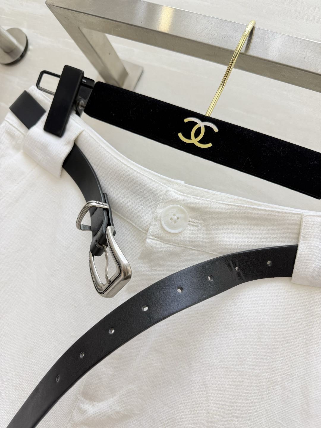 Ralph Lauren²⁶紫标白色棉麻感腰带中裤✨清爽透气 配套黑腰带 拉高腰线更显比例 宽松裤管藏大腿肉 后袋小马刺