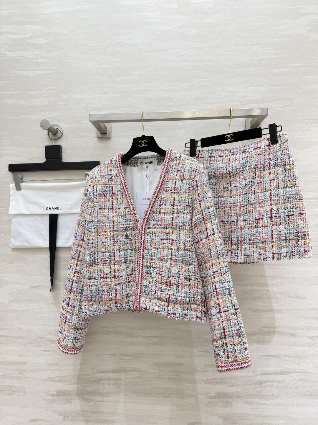 Chane♡²⁶P 斜纹软呢半裙 定制提花内里 高品质定制 现货首发size：S/M/L（s码腰围：66，臀围：88，裙