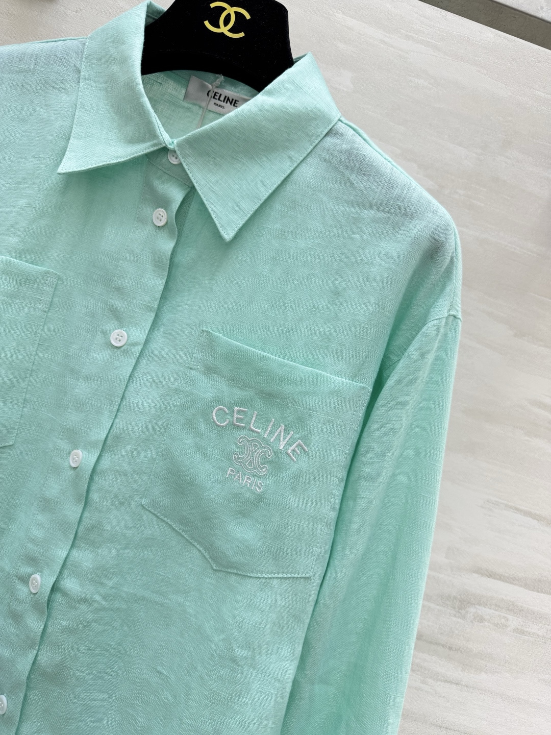 ▫️CELIN♡²⁶亚麻刺绣衬衫 天然亚麻｜透气不闷汗 宽松慵懒版型｜对各种身形友好 口袋精致刺绣 简约高级 三色：白/
