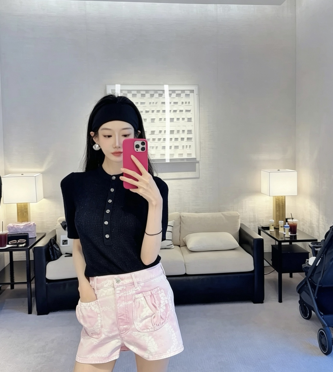 Chane♡²⁶B 金扣半开胸针织短袖 原版开发 高品质定制 现货首发size：36/38/40（）