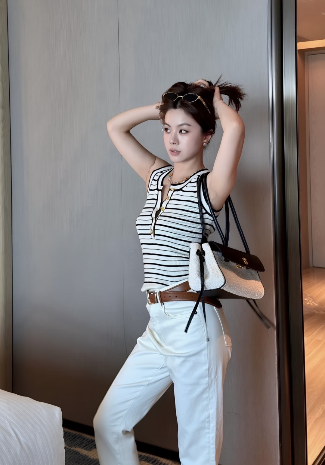 Chane♡²⁶B 条纹针织背心 70%山羊绒➕30%桑蚕丝混纺 高品质定制 现货首发size：36/38/40（）