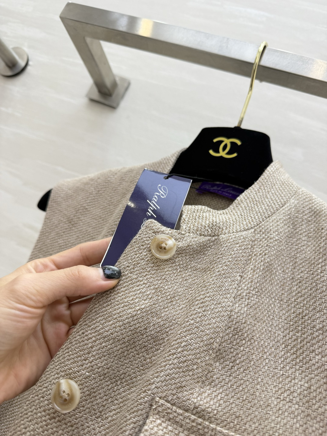 Ralph Lauren²⁶紫标系列 老钱风亚麻猎装马甲 天然亚麻斜纹肌理✨小立领 多口袋工装设计 琥珀质感纽扣 细节考