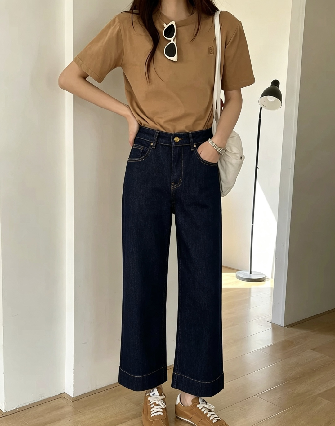 프라다 라이트워시블루 크롭 와이드 데님 여성 의류 상세 이미지 9