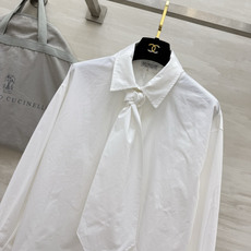 Brunello Cucinell♡²⁶领结款宽松白衬衫 领结可拆卸|一衣两穿 利落宽松版型 藏肉显瘦 棉质肌理面料质感 Brunello Cucinell♡²⁶领结款宽松白衬衫 领结可拆卸|一衣两穿 利落宽松版型 藏肉显瘦 棉质肌理面料质感