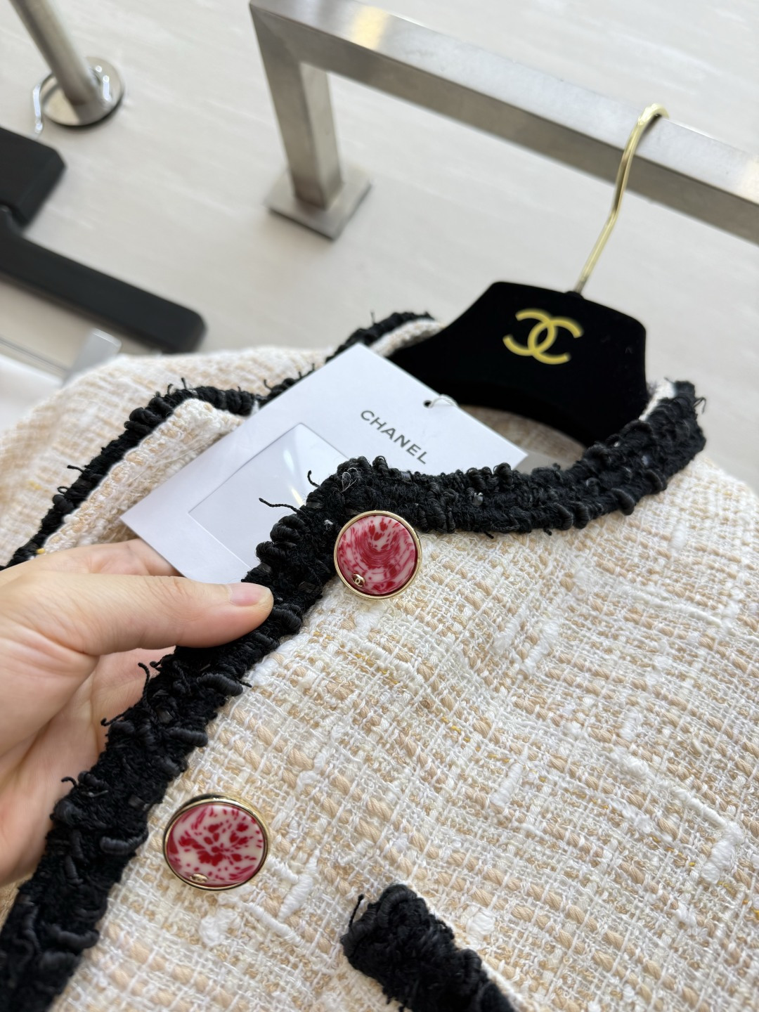 Chane♡²⁶拼色饰边粗花呢外套 100%桑蚕丝里布  金高银/权志龙 高品质定制 现货首发size：36/38/40