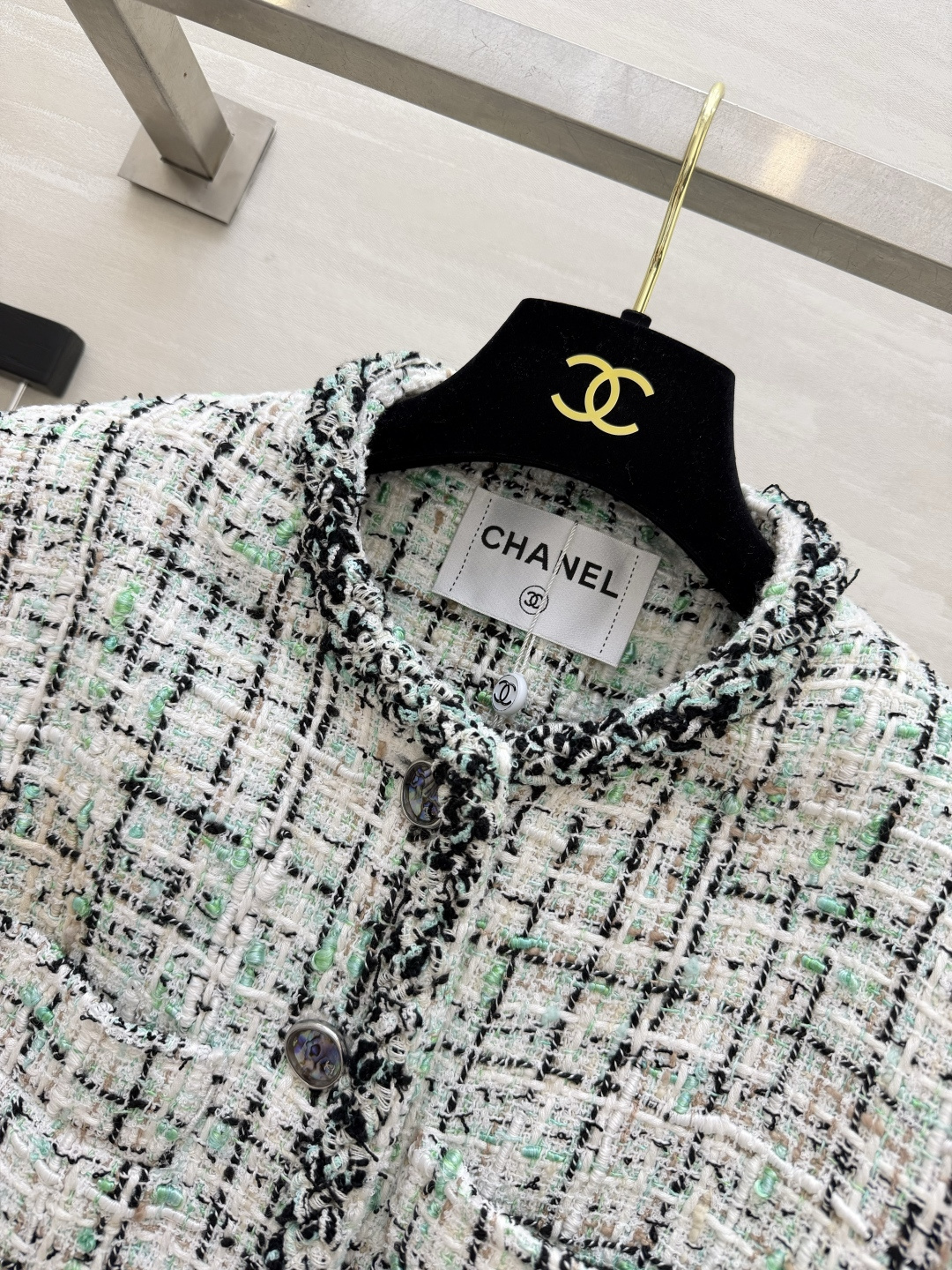 Chane♡²⁶单排扣格子花纹粗花呢外套 100%桑蚕丝内衬 高品质定制 现货首发size：36/38/40（）