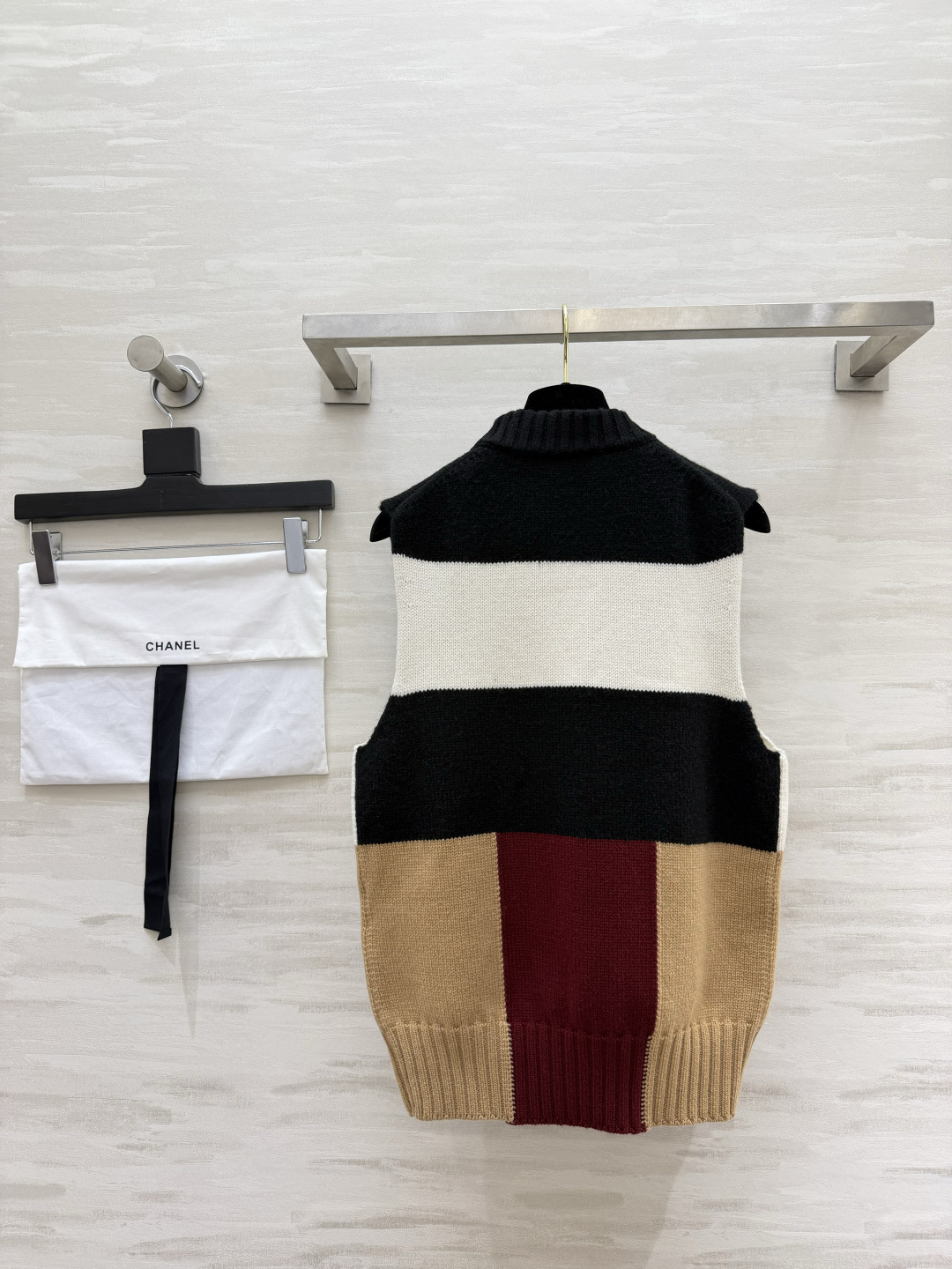 Chane♡²⁶方块撞色针织背心 羊绒➕桑蚕丝面料 高品质定制 现货首发size：36/38/40（）