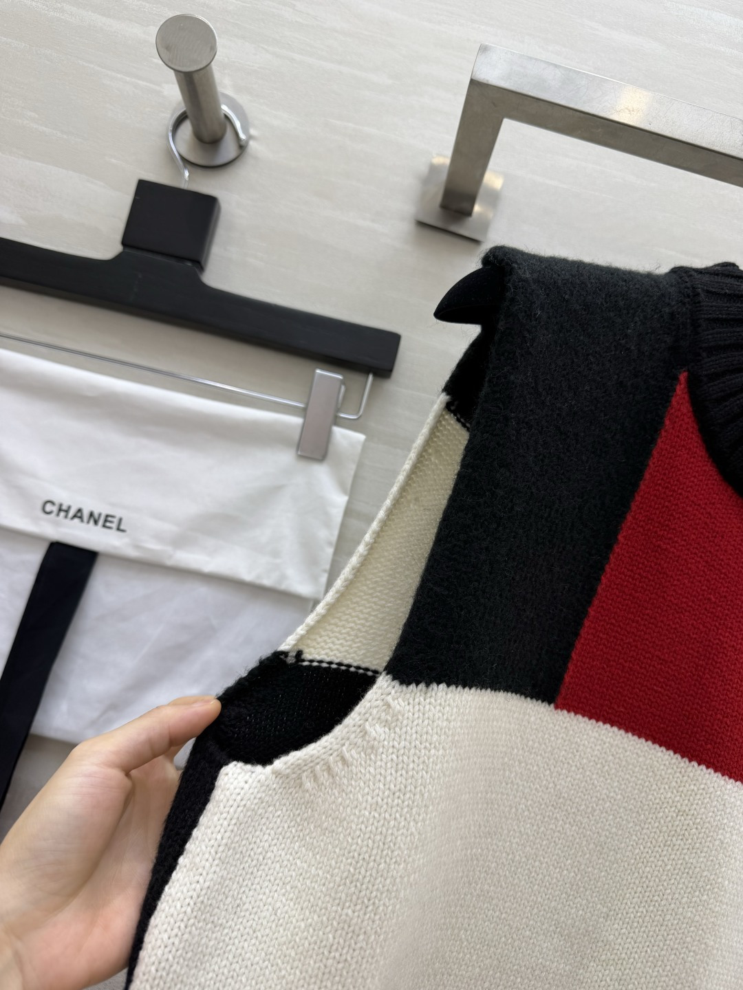 Chane♡²⁶方块撞色针织背心 羊绒➕桑蚕丝面料 高品质定制 现货首发size：36/38/40（）
