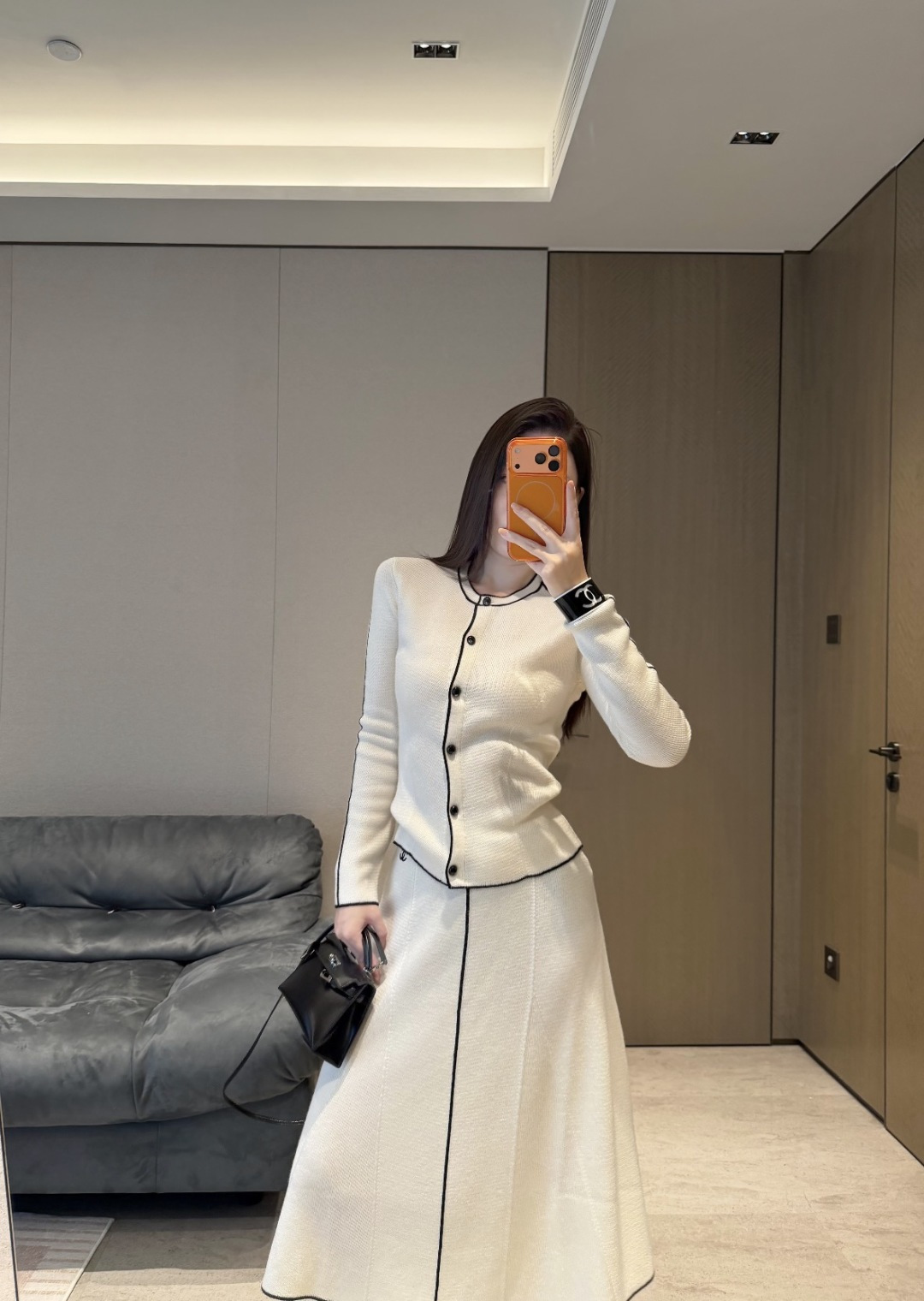 Chane♡²⁶B线条撞色开衫 高品质定制 现货首发size：36/38/40（）