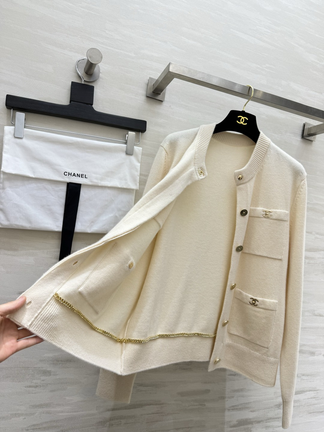 Chane♡²⁶B 书包扣四口袋长袖开衫 原版开发 高品质定制 现货来size：36/38/40（）