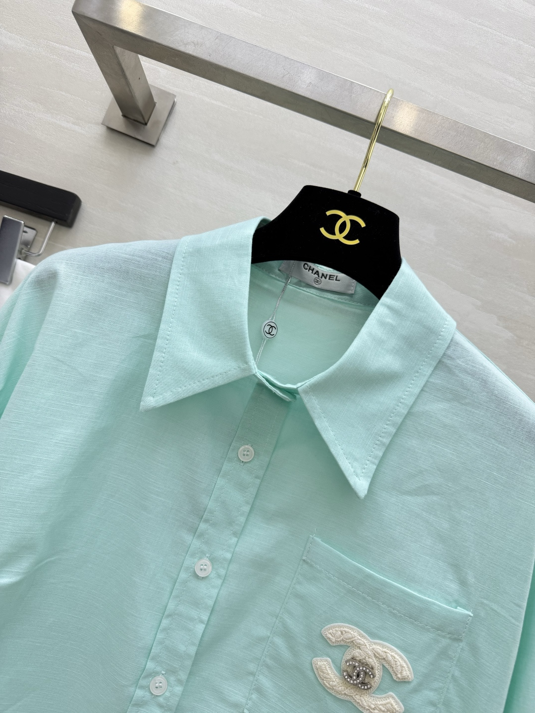 Chane♡²⁶三色棉麻衬衫｜白｜薄荷绿｜浅蓝！治愈色系 显白又干净 经典翻领 宽松落肩版型 不挑身材 随性松弛 胸前口