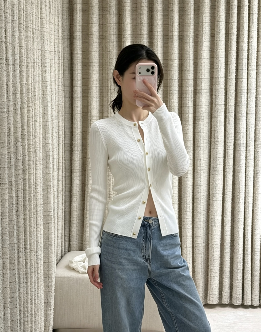 Chane♡²⁶B 纯色单排金扣针织开衫 原版开发 高品质定制 现货来size：36/38/40（）