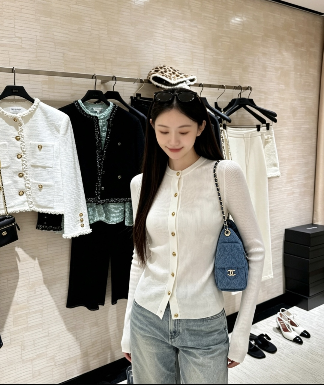 Chane♡²⁶B 纯色单排金扣针织开衫 原版开发 高品质定制 现货来size：36/38/40（）