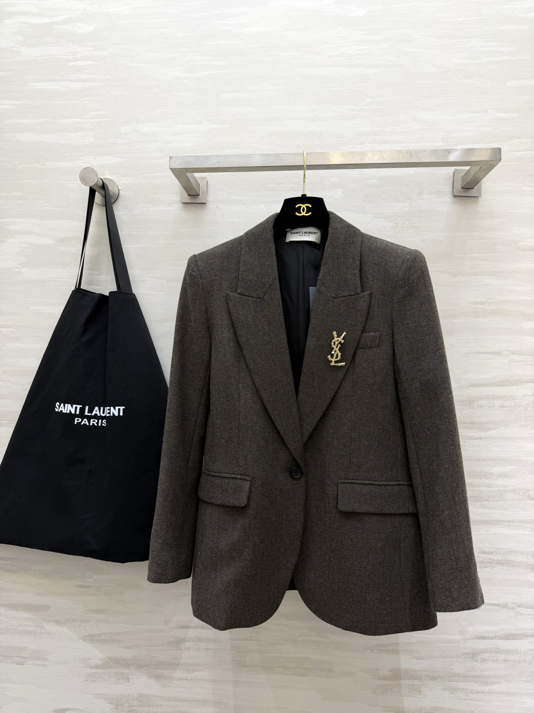 Saint laurent ysl~新款西装外套 羊毛混纺人字纹面料 立体剪裁版型 高品质定制 现货首发Size：S/M