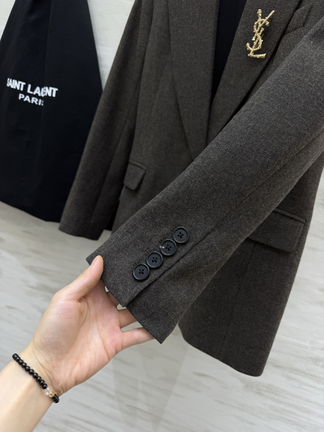 Saint laurent ysl~新款西装外套 羊毛混纺人字纹面料 立体剪裁版型 高品质定制 现货首发Size：S/M