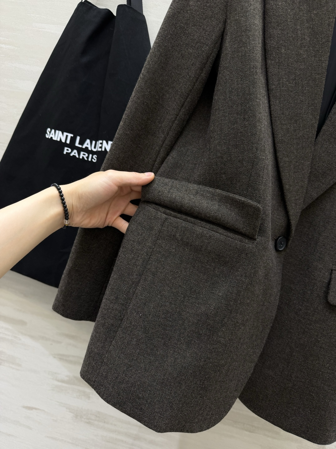 Saint laurent ysl~新款西装外套 羊毛混纺人字纹面料 立体剪裁版型 高品质定制 现货首发Size：S/M