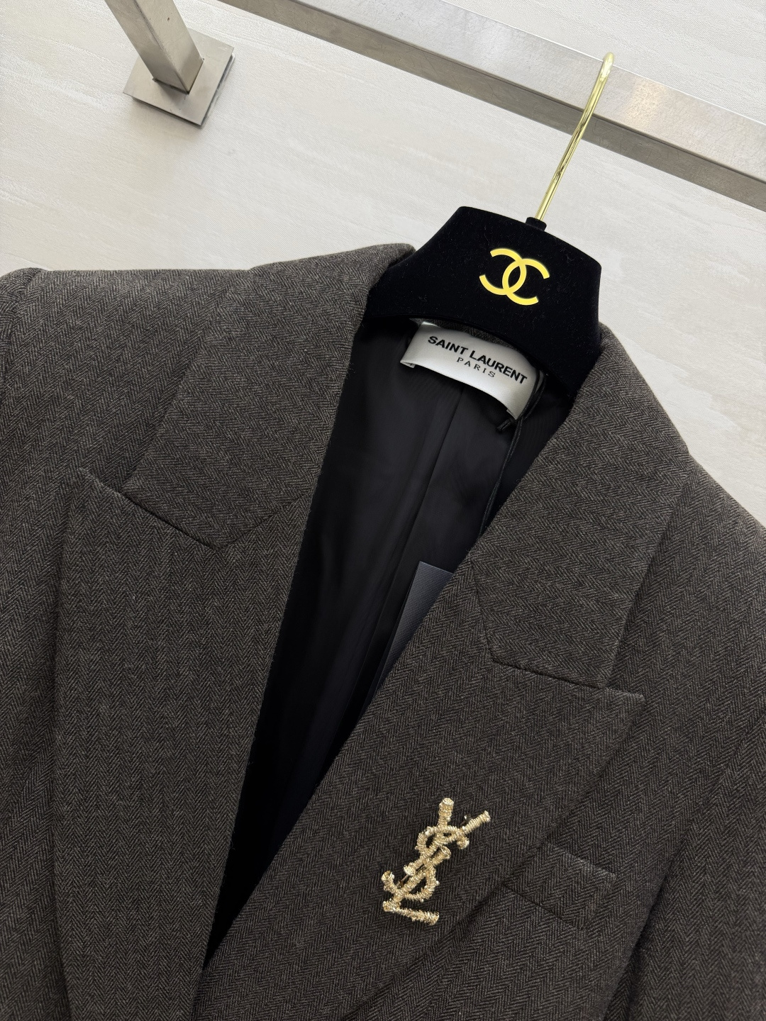 Saint laurent ysl~新款西装外套 羊毛混纺人字纹面料 立体剪裁版型 高品质定制 现货首发Size：S/M
