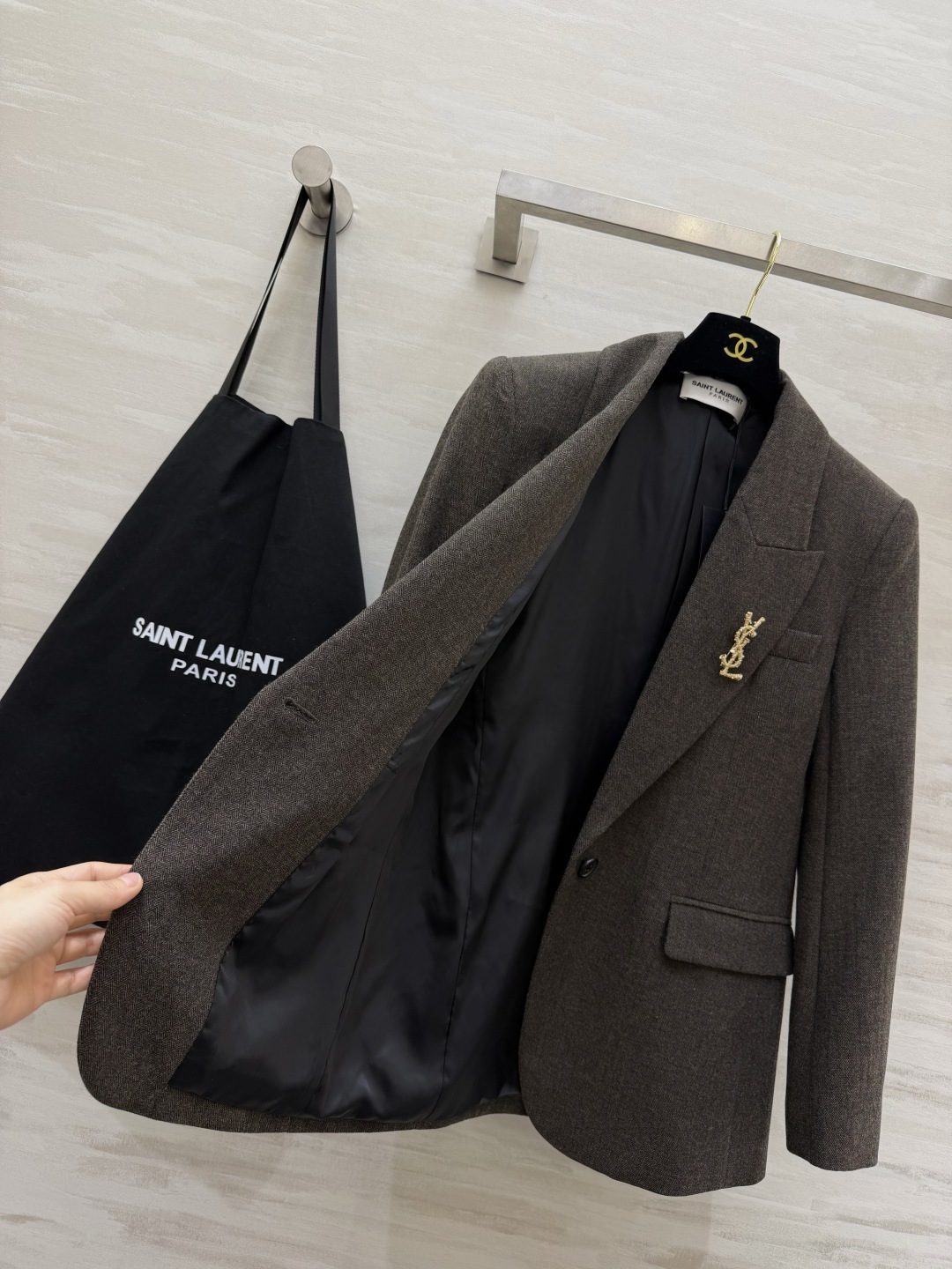 Saint laurent ysl~新款西装外套 羊毛混纺人字纹面料 立体剪裁版型 高品质定制 现货首发Size：S/M