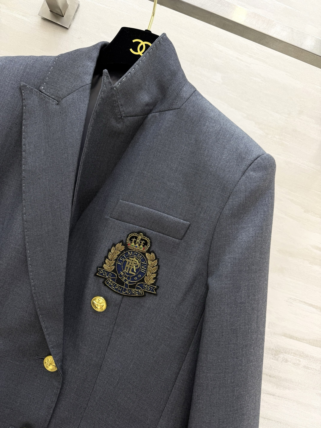 POLO²⁶学院风徽章双排金扣西装 藏青/高级灰双色 经典英伦学院调调 挺括垂顺羊毛混纺西装面料 版型利落有型 不易起皱