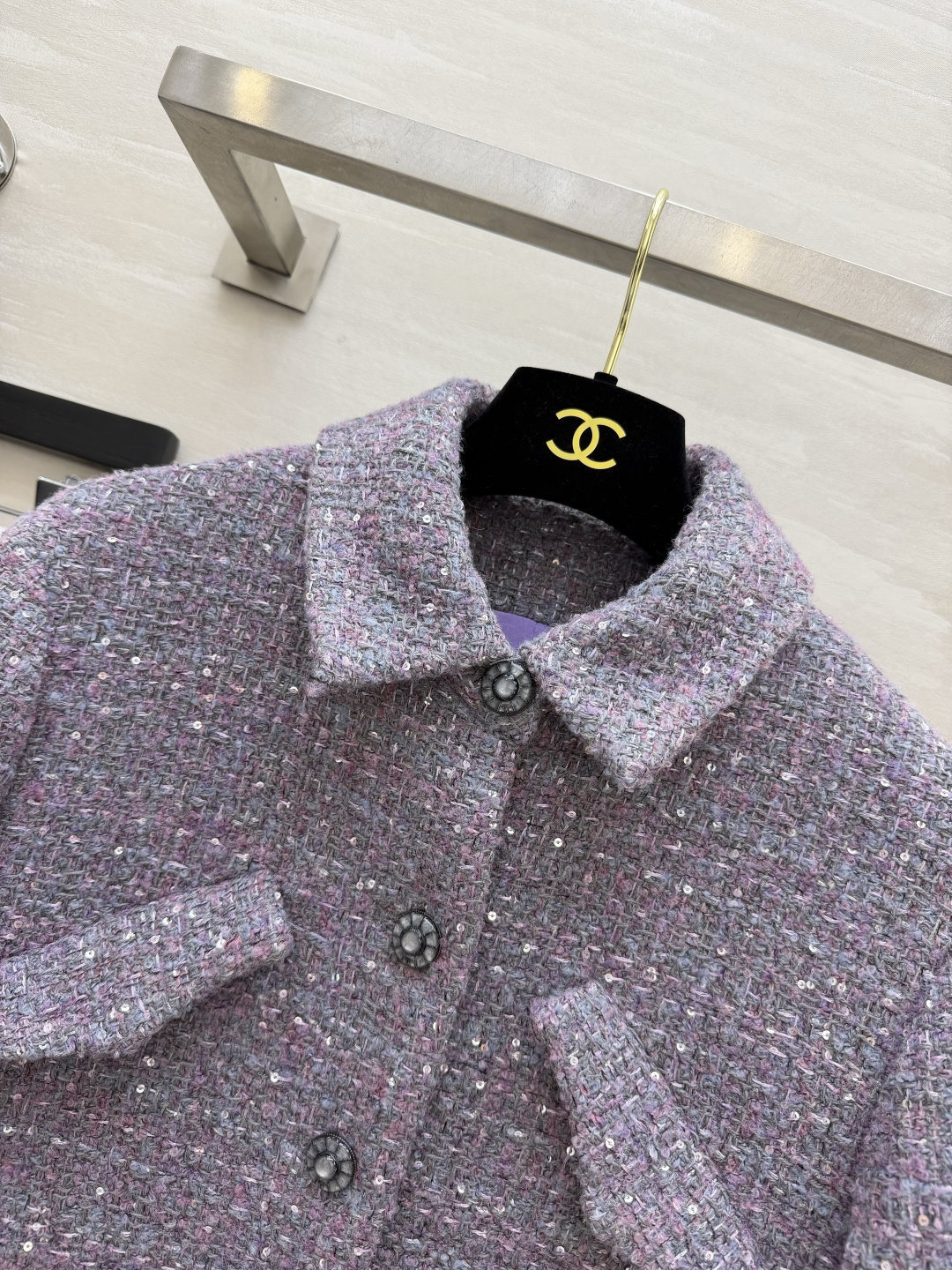 Chane♡²⁶P 薰衣草紫粗花呢外套 100%桑蚕丝里布 高品质定制 现货首发size：36/38/40（）