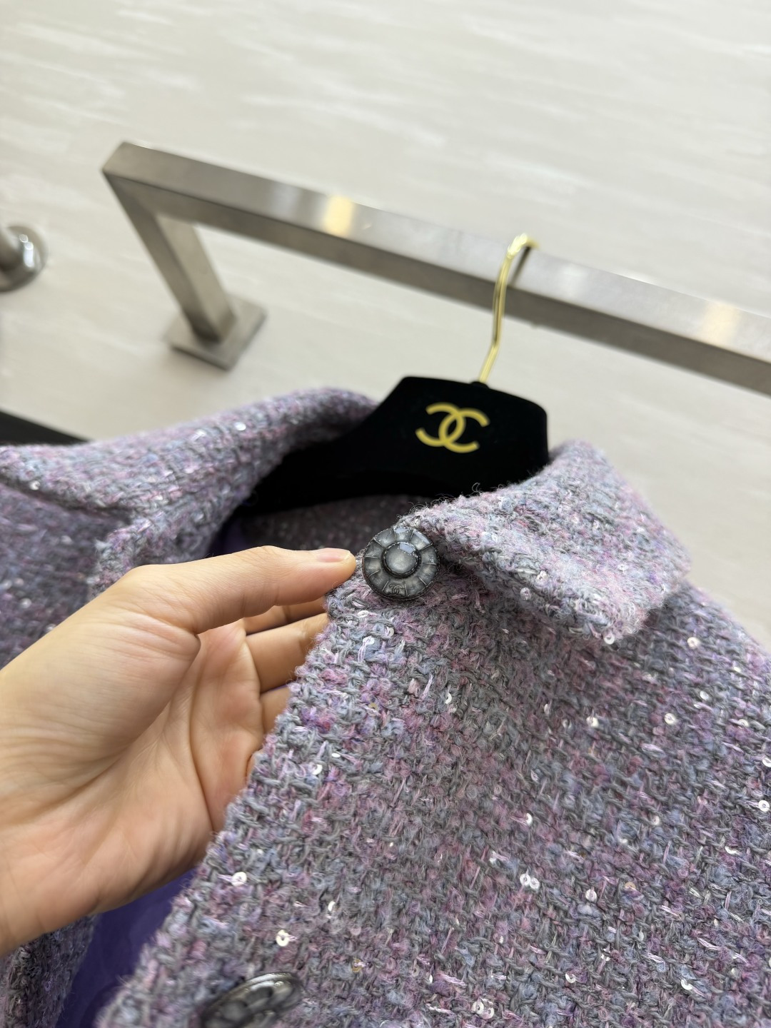 Chane♡²⁶P 薰衣草紫粗花呢外套 100%桑蚕丝里布 高品质定制 现货首发size：36/38/40（）