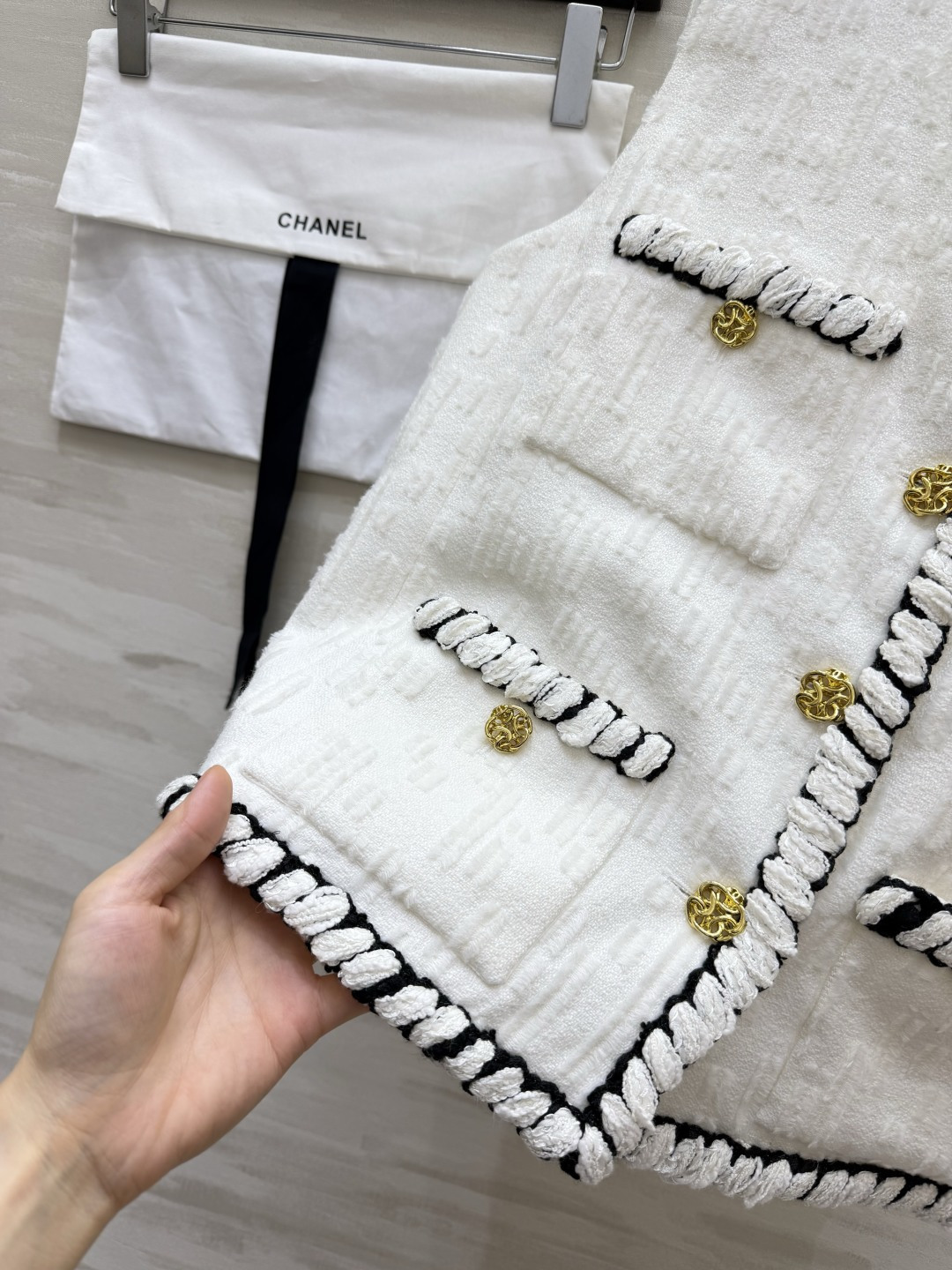 Chacha♡²⁶羊毛斜纹软呢拼色马甲 100%桑蚕丝内衬 高品质定制 现货首发size：36/38/40（）