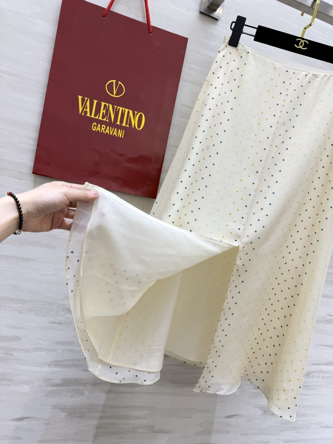 Valenti♡²⁶满天星腰带真丝长半裙 100%桑蚕丝 高品质size：S/M/L（）