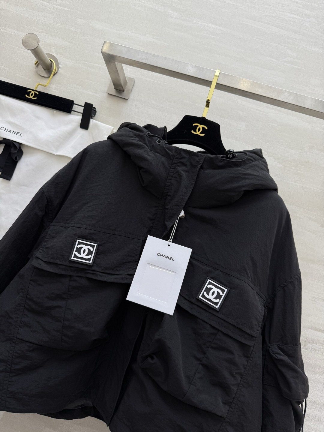 #Chane♡秋冬新款 中古系列 连帽短款夹克羽绒棉服 高品质定制 现货首发size：36/38/40（36码肩宽：54