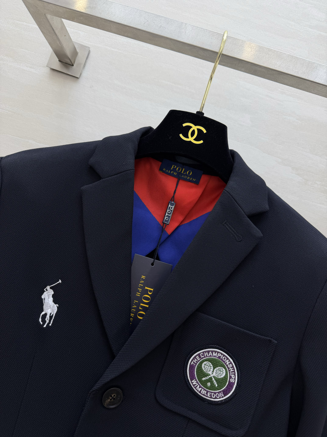 Polo²⁶藏青学院西装 英式复古格调 刺绣徽章点缀 一件解锁简约精英穿搭 size：S/M/L（s码肩宽：38，胸围：