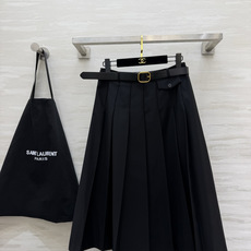 ysl²⁶经典百褶中长半裙 挺括西装料|配金扣腰带 通勤学院两相宜! size:S/M/L/XL(M码腰围:70,裙长: ysl²⁶经典百褶中长半裙 挺括西装料|配金扣腰带 通勤学院两相宜! size:S/M/L/XL(M码腰围:70,裙长: