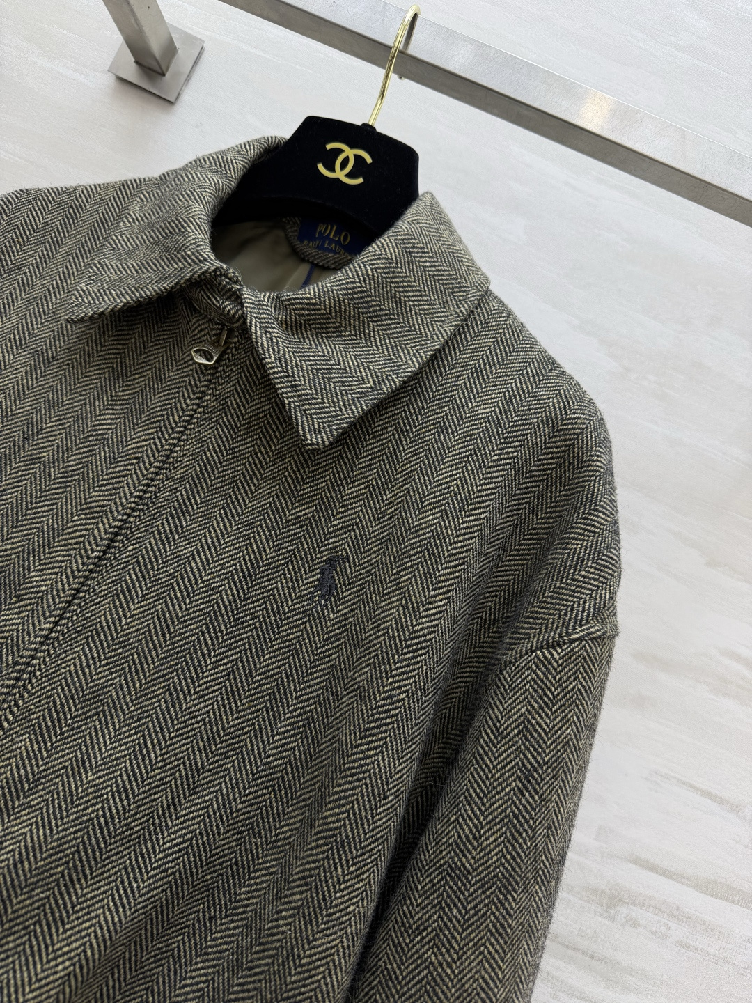 PoLo♡²⁶人字纹羊毛翻领夹克｜复古松弛的美式腔调经典人字纹花呢肌理 杂糅灰调棕感 自带复古滤镜 全羊毛料子扎实有骨感
