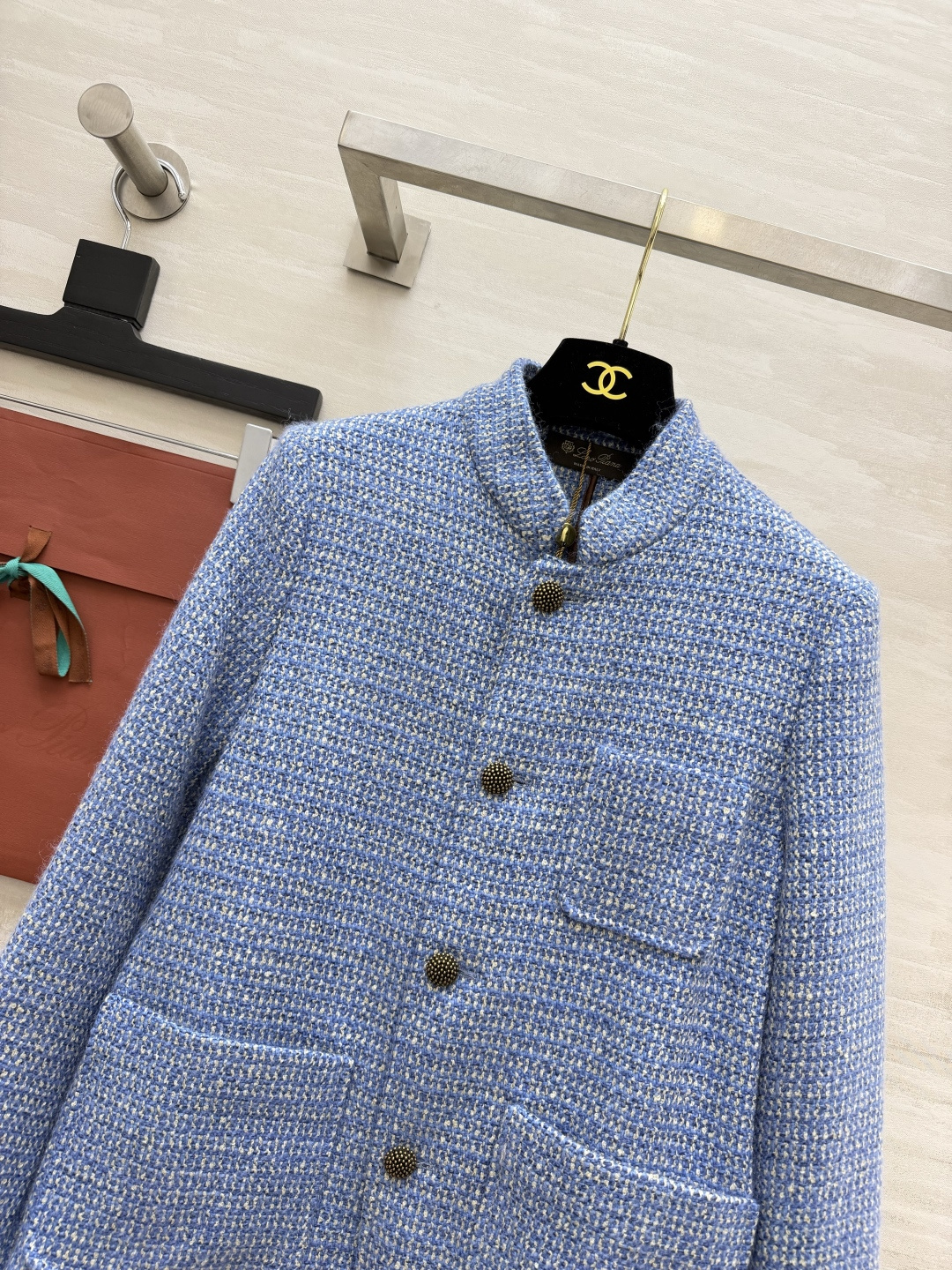 LP♡²⁶蓝调立领外套｜清冷温柔氛围感 治愈系混色蓝粗花呢 肌理细腻丰富 杂色织料自带柔光质感 别致立领设计 复古又雅致