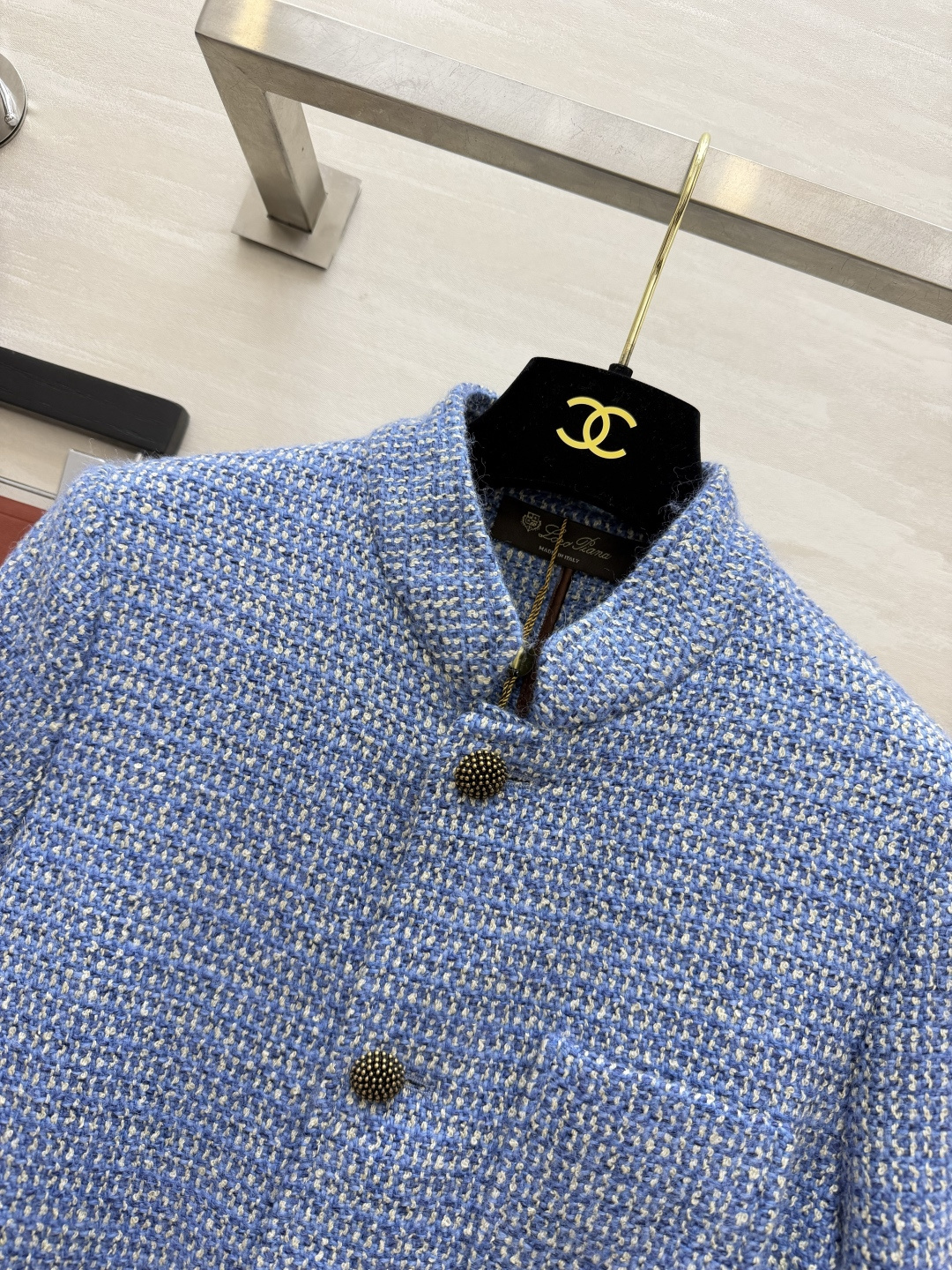 LP♡²⁶蓝调立领外套｜清冷温柔氛围感 治愈系混色蓝粗花呢 肌理细腻丰富 杂色织料自带柔光质感 别致立领设计 复古又雅致
